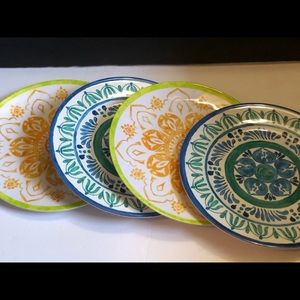 Citrus Grove Moroccan melamine plate set of 4. Blue and yellow. Good condition